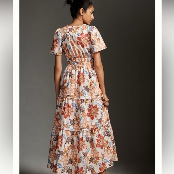 NWT ANTHROPOLOGIE Somerset Maxi Dress in Floral Botanical Motif Tiered Sz XL NEW - Picture 4 of 9
